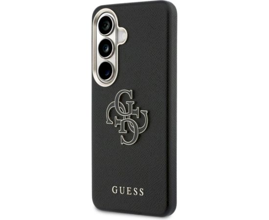 Guess Grained Big 4G Metal Logo Case Aizsargapvalks priekš Samsung Galaxy S26 Plus / melns Neoriģinālie Maciņi