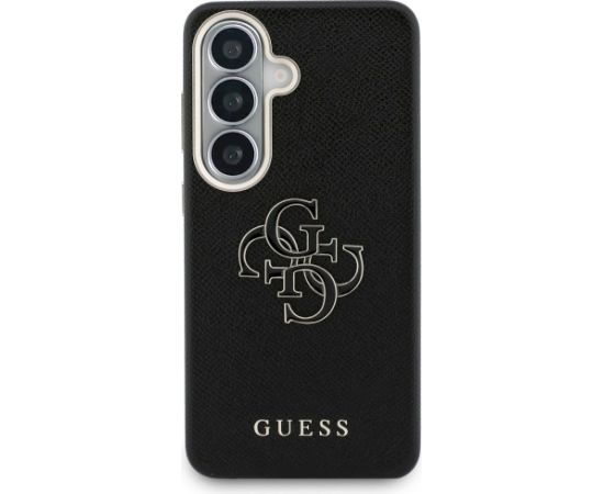 Guess Grained Big 4G Metal Logo Case Aizsargapvalks priekš Samsung Galaxy S26 Plus / melns Neoriģinālie Maciņi