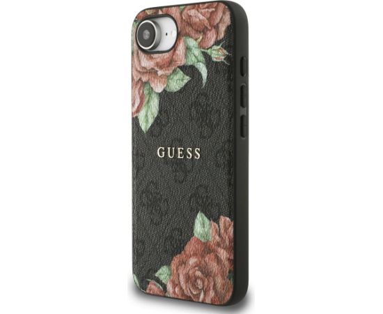 Case Guess 4G Flowers Print MagSafe Aizsargapvalks priekš iPhone 16e/17e / melns Neoriģinālie Maciņi