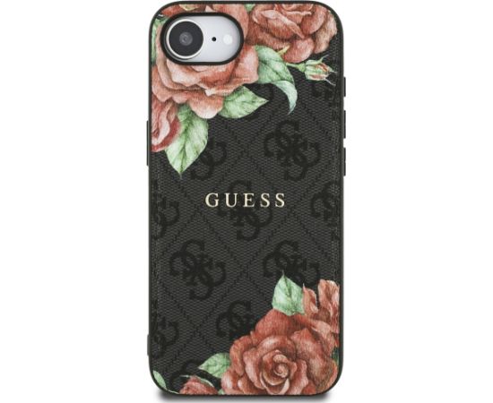 Case Guess 4G Flowers Print MagSafe Aizsargapvalks priekš iPhone 16e/17e / melns Neoriģinālie Maciņi