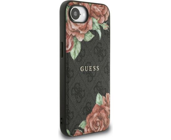 Case Guess 4G Flowers Print MagSafe Aizsargapvalks priekš iPhone 16e/17e / melns Neoriģinālie Maciņi