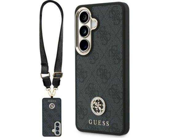 Guess 4G Big Rhinestone Triangle Strap MagSafe Aizsargapvalks priekš Samsung Galaxy S26 / melns Neoriģinālie Maciņi