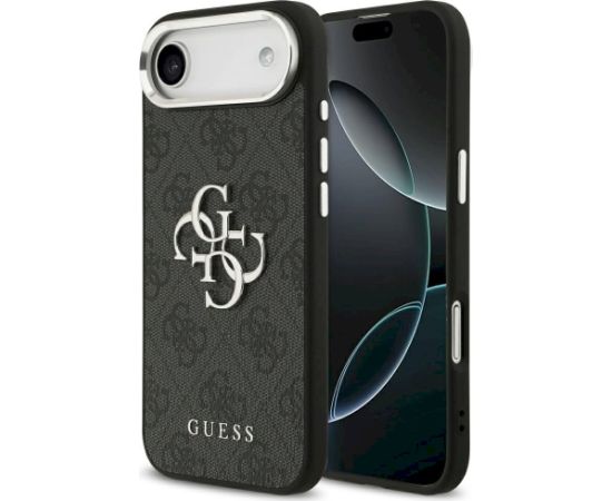 Guess 4G Big 4G Classic Logo Aizsargapvalks priekš iPhone 17 Air / melns sudraba Neoriģinālie Maciņi
