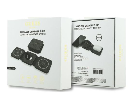 Guess wireless charger 3i-n-1 4G Bezvadu lādētājs / melns Bezvadu telefonu lādētāji