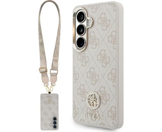 Guess 4G Big Rhinestone Triangle Strap MagSafe Aizsargapvalks priekš Samsung Galaxy S26 / rozā Neoriģinālie Maciņi