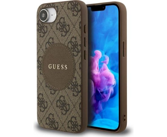 Guess 4G Circle Classic Logo MagSafe Case Aizsargapvalks priekš iPhone 16e / 17e / brūns Neoriģinālie Maciņi