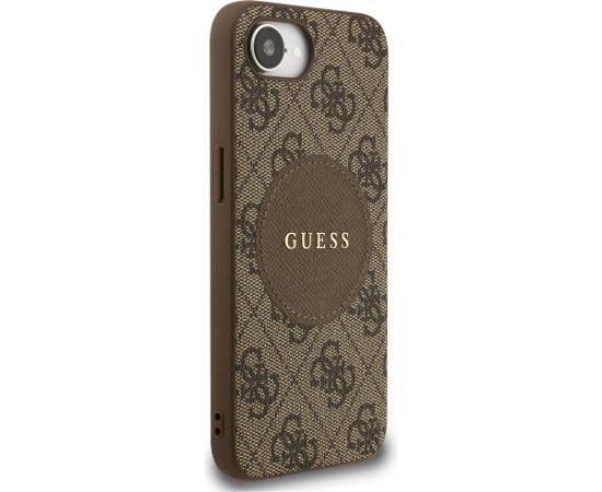 Guess 4G Circle Classic Logo MagSafe Case Aizsargapvalks priekš iPhone 16e / 17e / brūns Neoriģinālie Maciņi