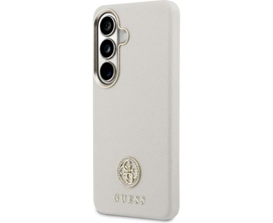 Case Guess Rhinestone Round Logo MagSafe Aizsargapvalks priekš Samsung Galaxy S26 / bēšs Neoriģinālie Maciņi