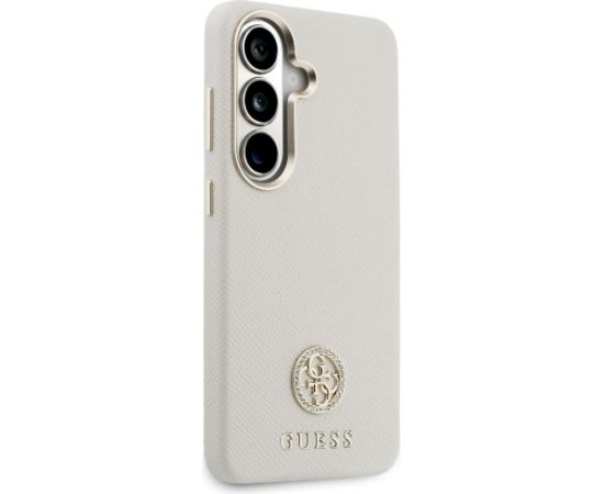 Case Guess Rhinestone Round Logo MagSafe Aizsargapvalks priekš Samsung Galaxy S26 / bēšs Neoriģinālie Maciņi