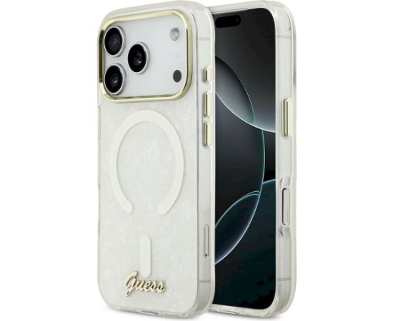 Case Guess IML Shell Script Metal MagSafe Защитный чехол для iPhone 17 Pro Max / белый Чехлы - альтернативные