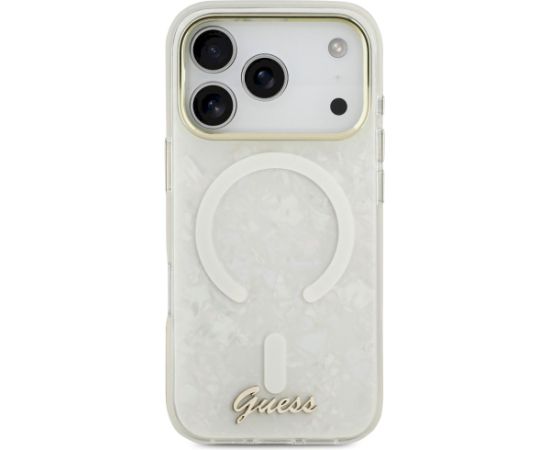 Case Guess IML Shell Script Metal MagSafe Защитный чехол для iPhone 17 Pro Max / белый Чехлы - альтернативные