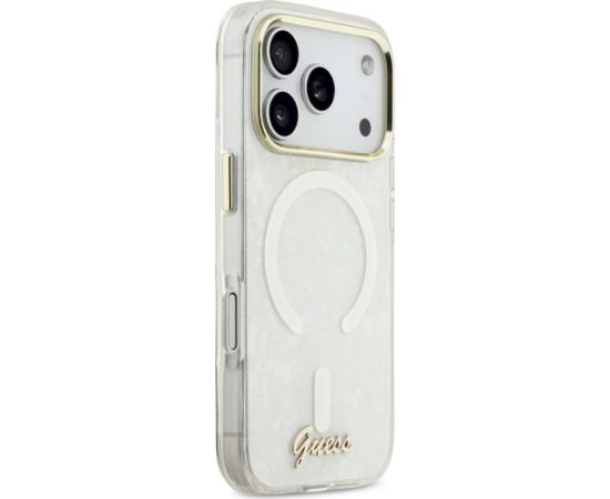 Case Guess IML Shell Script Metal MagSafe Защитный чехол для iPhone 17 Pro Max / белый Чехлы - альтернативные