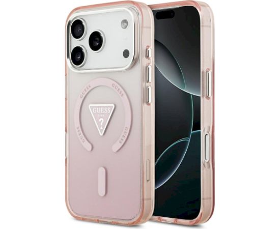 Case Guess IML Gradient Triangle Logo MagSafe Aizsargapvalks priekš iPhone 17 Pro / rozā Neoriģinālie Maciņi