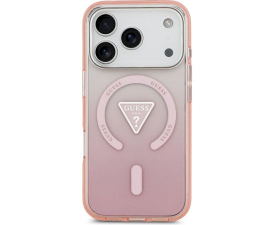 Case Guess IML Gradient Triangle Logo MagSafe Aizsargapvalks priekš iPhone 17 Pro / rozā Neoriģinālie Maciņi