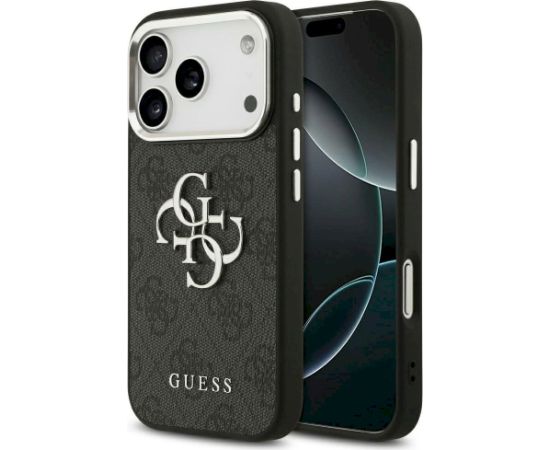 Guess 4G Big 4G Classic Logo Case Aizsargapvalks priekš iPhone 17 Pro Max / black silver Neoriģinālie Maciņi