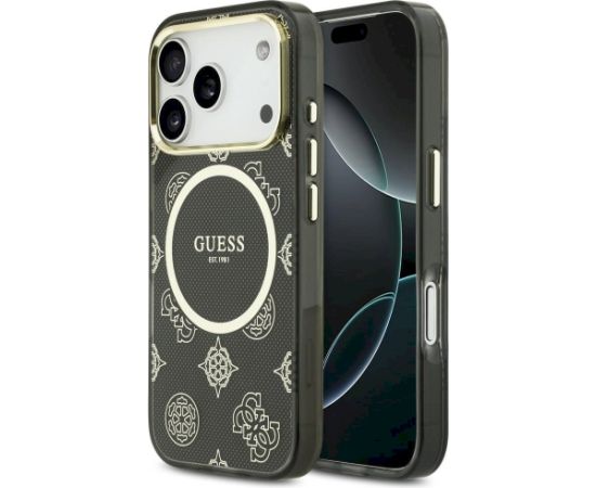 Case Guess IML Peony Dot MagSafe Aizsargapvalks priekš iPhone 17 Pro / melns Neoriģinālie Maciņi