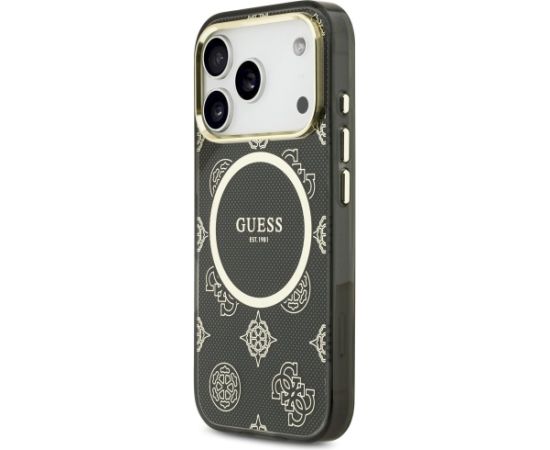 Case Guess IML Peony Dot MagSafe Aizsargapvalks priekš iPhone 17 Pro / melns Neoriģinālie Maciņi