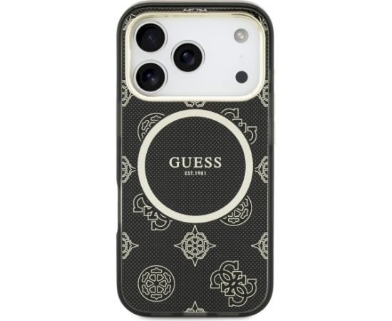 Case Guess IML Peony Dot MagSafe Aizsargapvalks priekš iPhone 17 Pro / melns Neoriģinālie Maciņi