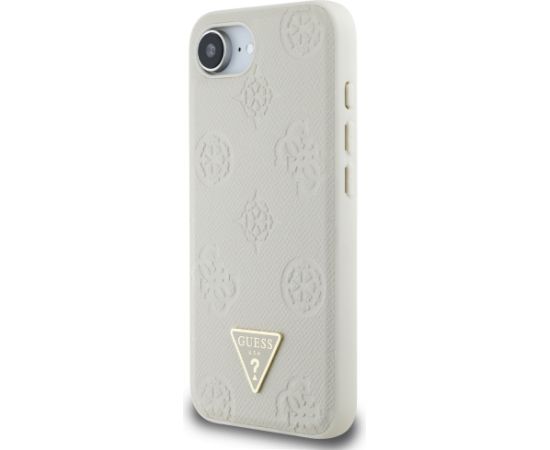 Case Guess Grained Hot Stamp Peony Triangle Logo MagSafe Aizsargapvalks priekš iPhone 16e / bēšs Neoriģinālie Maciņi