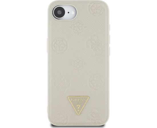 Case Guess Grained Hot Stamp Peony Triangle Logo MagSafe Aizsargapvalks priekš iPhone 16e / bēšs Neoriģinālie Maciņi