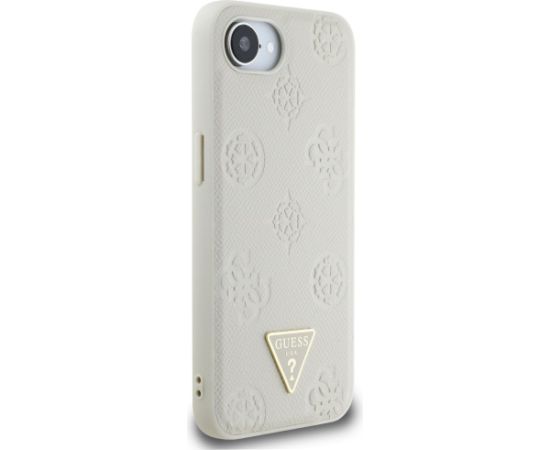 Case Guess Grained Hot Stamp Peony Triangle Logo MagSafe Aizsargapvalks priekš iPhone 16e / bēšs Neoriģinālie Maciņi