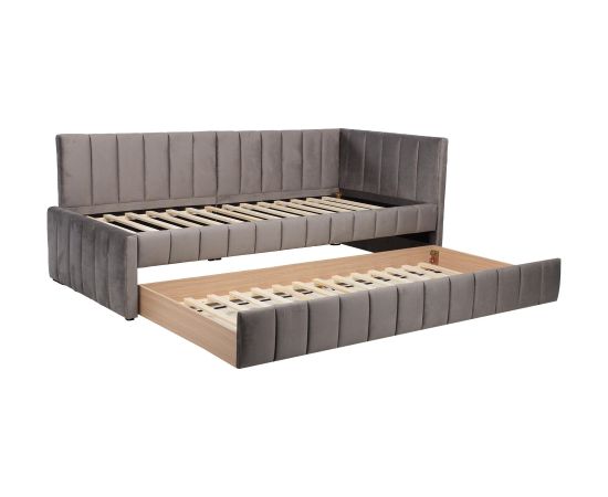 Bed JASPER with pull-out trundle 90x200cm, grey Gultas