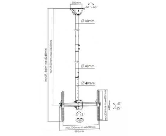 Lh-group Oy LH-GROUP CEILING MOUNT WITH 2,5-3M PIPE Крепления для телевизоров