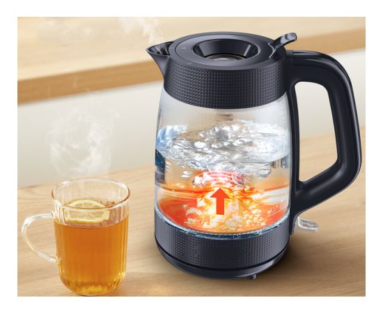TEFAL Kettle KO2G08E0 2000 W Electric 1.7 L Heat-resistant glass 360° rotational base Black/Transparent Tējkannas (elektriskās)