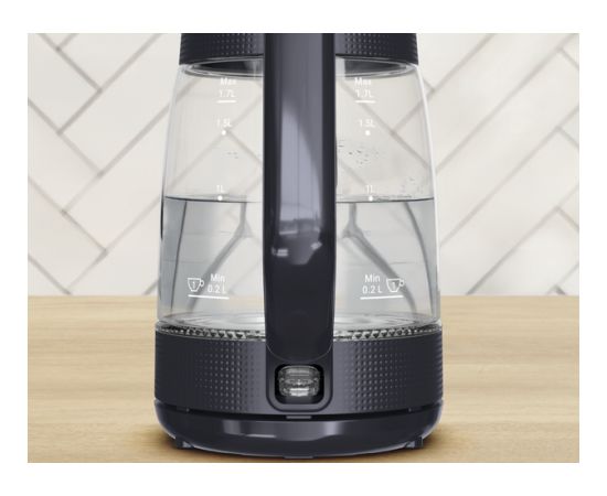 TEFAL Kettle KO2G08E0 2000 W Electric 1.7 L Heat-resistant glass 360° rotational base Black/Transparent Tējkannas (elektriskās)