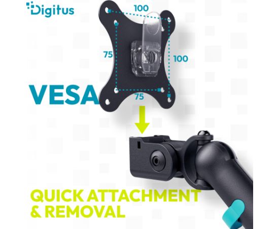 Digitus Desk Mount Tilt, rotation, pivot Single design monitor mount 35 " Maximum weight (capacity) 10 kg Black Крепления для телевизоров