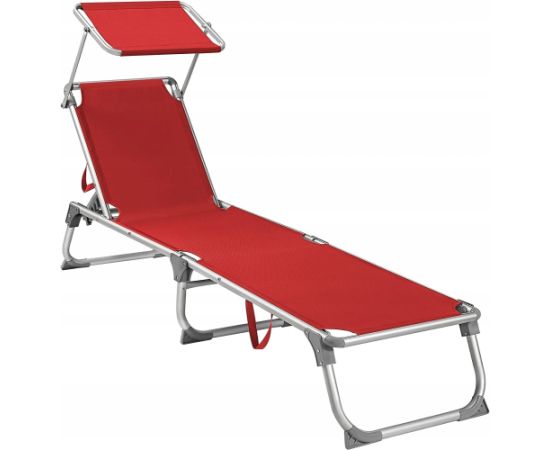 Songmics Leżak, leżak, leżak ogrodowy, oparcie i baldachim regulowane, składane, lekkie, 55 x 193 x 31 cm, nośność do 150 kg, ogród, balk Шезлонги и пляжные стулья