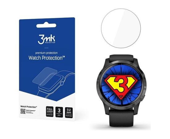3MK Foil ARC Watch Foil Fullscreen Hybrid Glass Aizsargstikls priekš Viedpulksteņi Garmin Vivoactive 4S Aizsargstikli planšetdatoriem