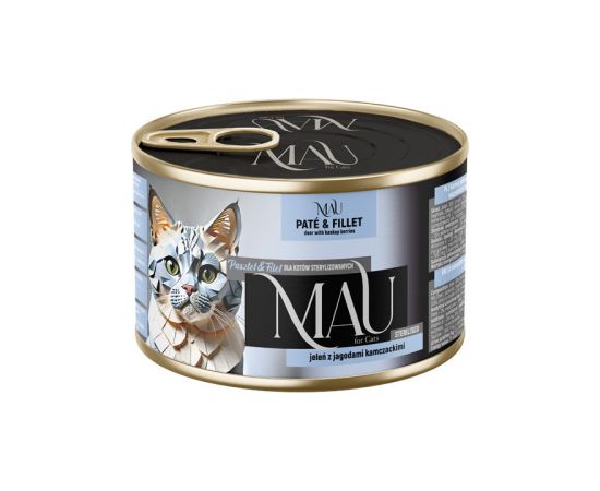 Dolina Noteci MAU Pate and Fillet Sterilised Deer with haskap berries - wet cat food - 185g Kaķu konservi