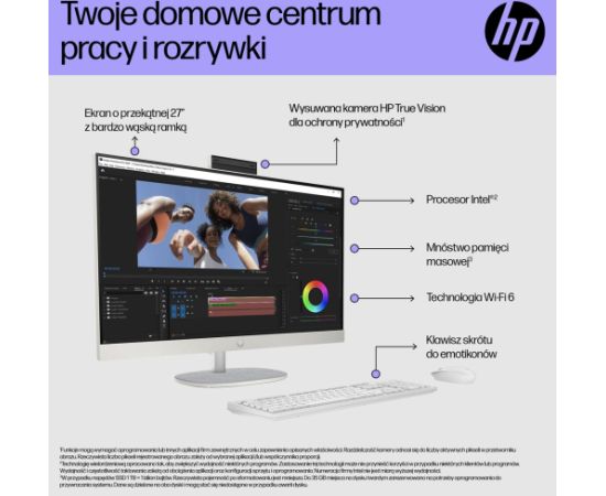 HP 27-cr0224nw Intel® Core™ i5 i5-1335U 68.6 cm (27") 1920 × 1080 px All-in-One PC 16 GB DDR4-SDRAM 512 GB SSD Free DOS Wi-Fi 6 (802.11ax) White All In One Datori (AIO)