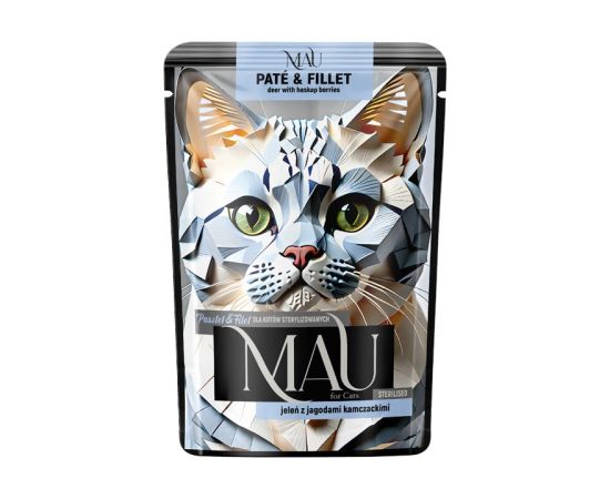 Dolina Noteci MAU Pate and Fillet Sterilised Deer with haskap berries - wet cat food - 85g Kaķu konservi