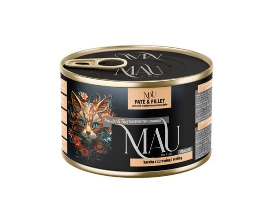Dolina Noteci MAU Pate and Fillet Sterilised Duck with cranberries and lemon balm - wet cat food - 185g Kaķu konservi