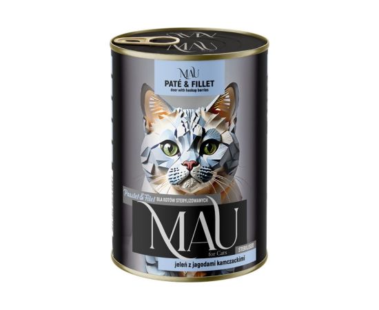 Dolina Noteci MAU Pate and Fillet Sterilised Deer with haskap berries - wet cat food - 400g Kaķu konservi