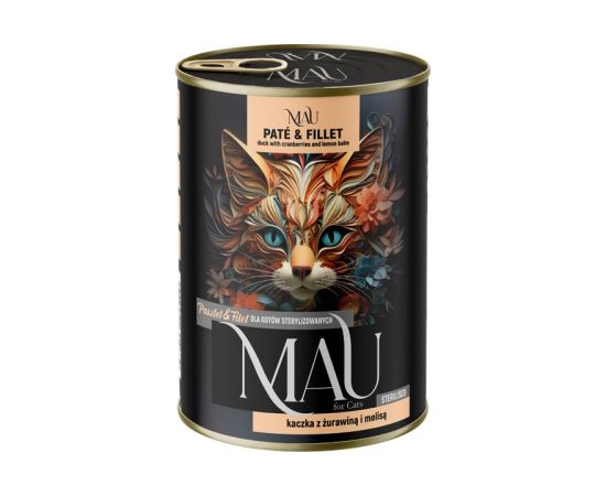 Dolina Noteci MAU Pate and Fillet Sterilised Duck with cranberries and lemon balm - wet cat food - 400g Kaķu konservi