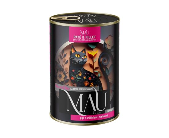 Dolina Noteci MAU Pate and Fillet Sterilised Goose with rabbit and raspberries - wet cat food - 400g Kaķu konservi