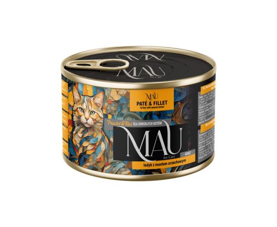 Dolina Noteci MAU Pate and Fillet Turkey with peanut butter - wet cat food - 185g Kaķu konservi