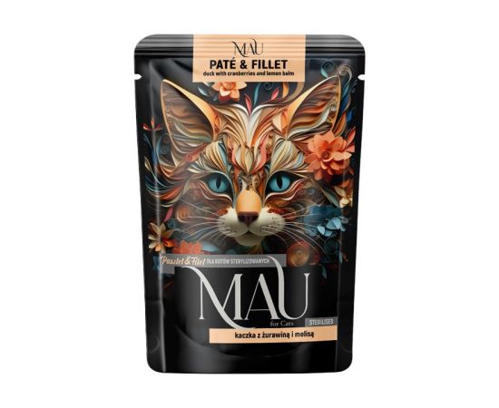 Dolina Noteci MAU Pate and Fillet Sterilised Duck with cranberries and lemon balm - wet cat food - 85g Kaķu konservi