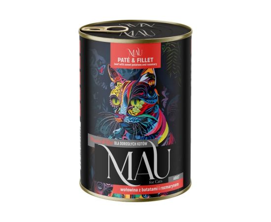 Dolina Noteci MAU Pate and Fillet Beef with sweet potatoes and rosemary - wet cat food - 400g Kaķu konservi