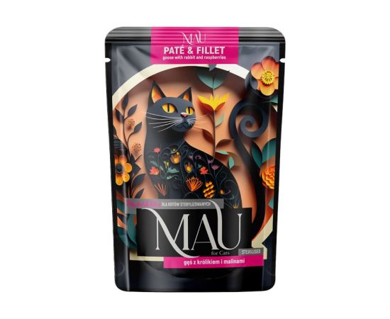 Dolina Noteci MAU Pate and Fillet Sterilised Goose with rabbit and raspberries - wet cat food - 85g Kaķu konservi