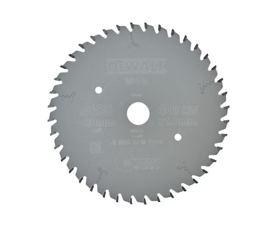 Griešanas disks kokam DeWalt DT1091-QZ; 165x2,0x20 mm; Z40 Zāģripas