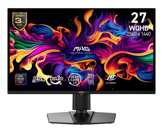 Monitor MSI 26.5 " 2560 x 1440 pixels Wide Quad HD Native aspect ratio 16:9 QD-OLED Flat MAG274QPQD-OLEDX24 Monitori