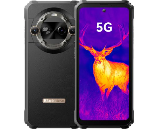 Blackview BL9000 Pro 5G 6.78" Corning 7t FHD+IPS 1080x2460 120Hz, 12GB/512GB, MT6891Z Octa-core 2.6GHz, 50MP Front/13MP+50MP Back Camera, Battery 8800mAh NO Charger, Type-C, NFC, FLIR Thermal imaging, Android 14, Dual SIM, SD card slot, Phantom Black Mobilie telefoni