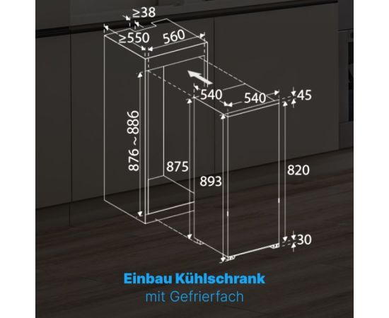 Bomann KSE7810 Ledusskapis, iebūvējams 89cm Ledusskapji, iebūvējami