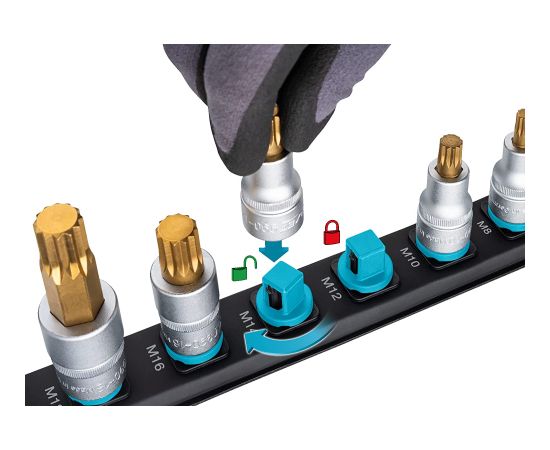 Hazet SmartRail 1/2 socket set, hexagon socket, 8 pieces (black, 6mm - 17mm, short) Новинки Для дома и сада 