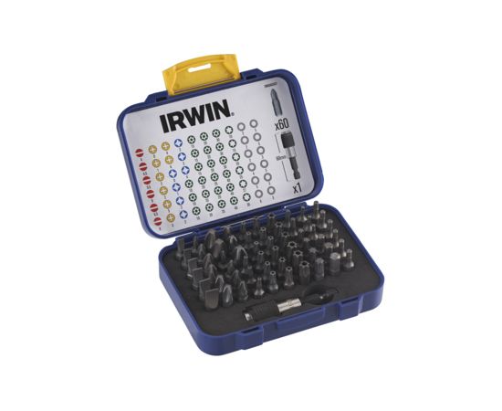 Skrūvgriežu uzgaļu komplekts Irwin IW6062527; 25 mm; 60 mm; 61 gab. Аксессуары для дрелей