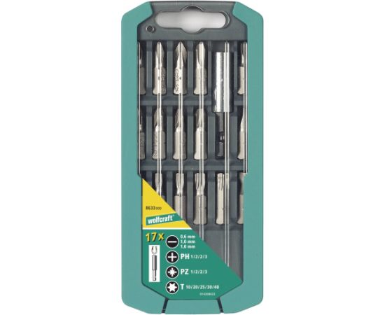 Skrūvgriežu uzgaļu komplekts Wolfcraft 8633000; 17 gab. Piederumi urbjiem